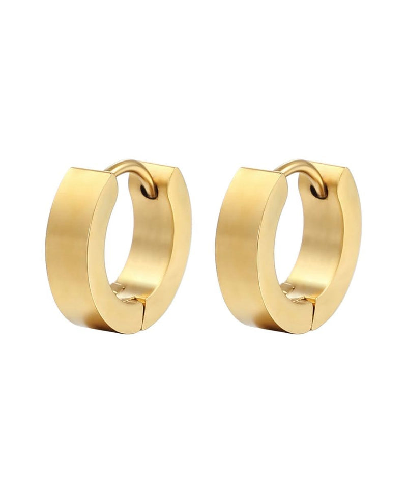 Nude Rose Stainless Steel 18K Gold Wide Small Chunky Earring 