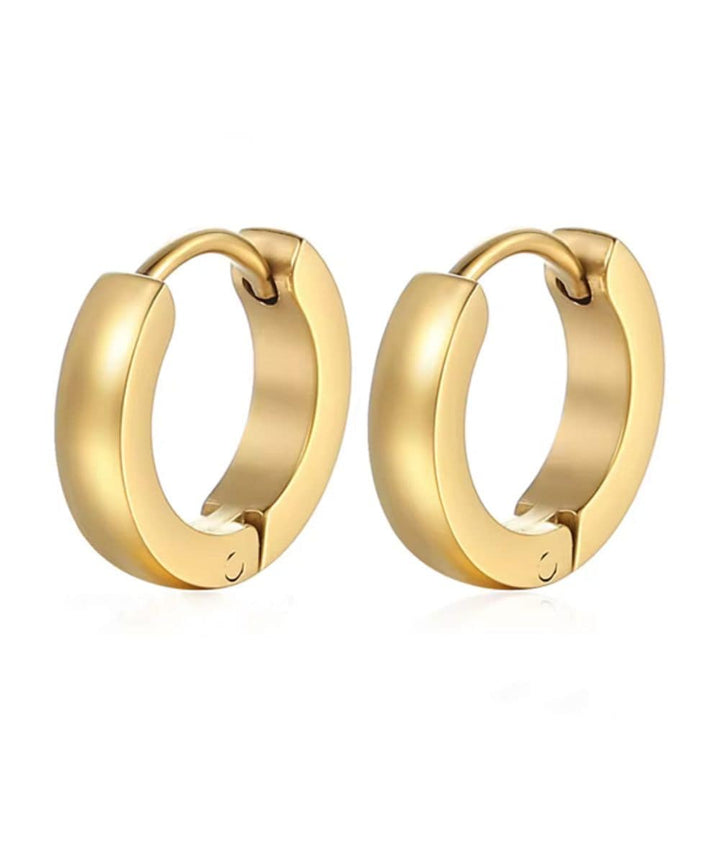 Nude Rose Stainless Steel 18K Gold Flat Tiny Hoop Earring #E-193