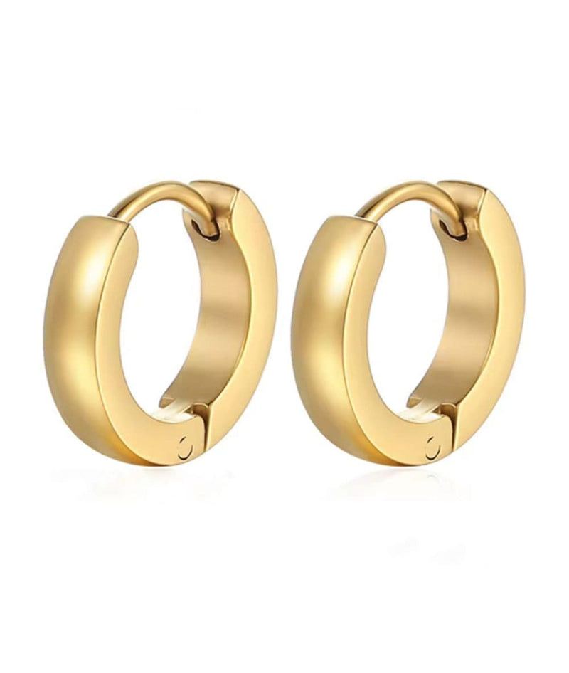 Nude Rose Stainless Steel 18K Gold Flat Tiny Hoop Earring 