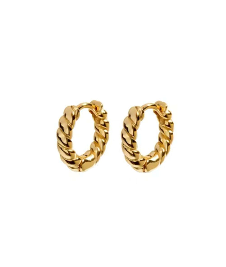 Nude Rose 18K Gold Plated 17Mm Twisted Earring #E-194