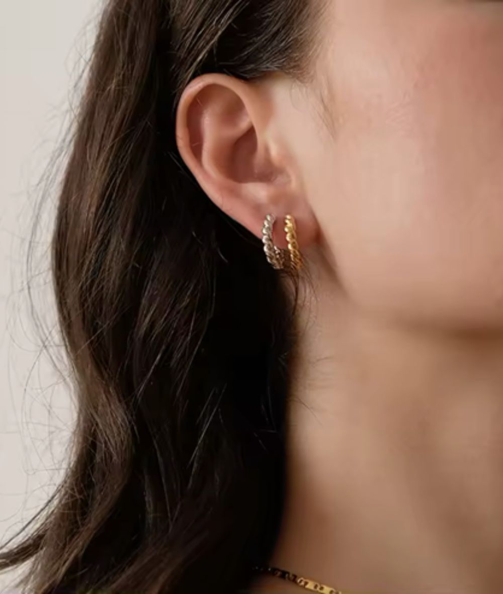 Nude Rose 18K Gold Plated 17Mm Twisted Earring #E-194, Accessory - Cloré Beauty