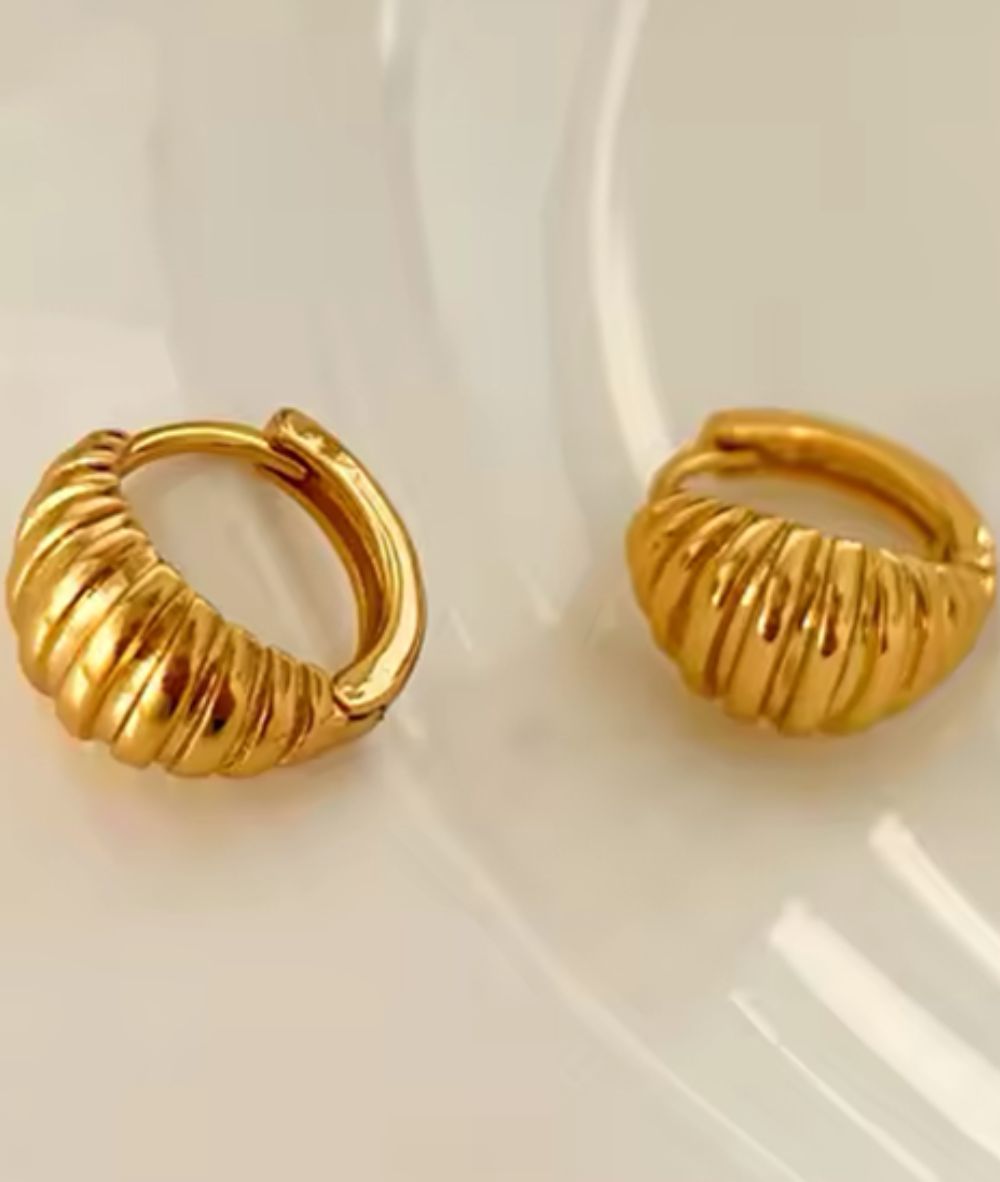Nude Rose 18K Gold Plated Crossiants Earring #E-198, ACCESSORIES JEWELRY FASHION - Cloré Beauty