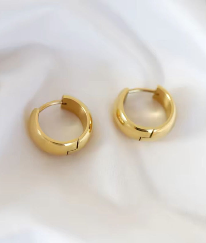 Nude Rose Stainless Steel 18K Gold Wide Small Bold Earring #E-202