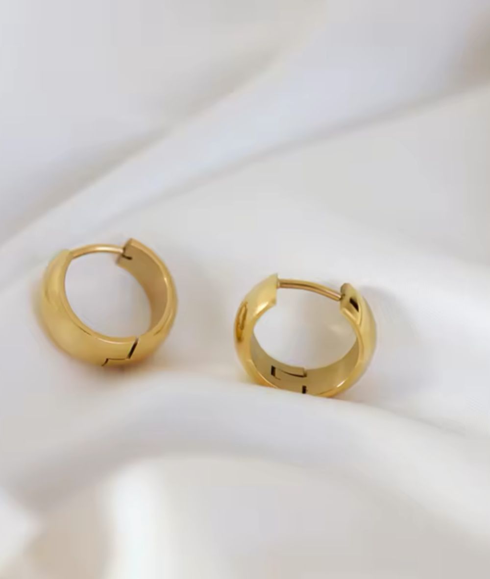 Nude Rose Stainless Steel 18K Gold Wide Small Bold Earring #E-202, Accessory - Cloré Beauty