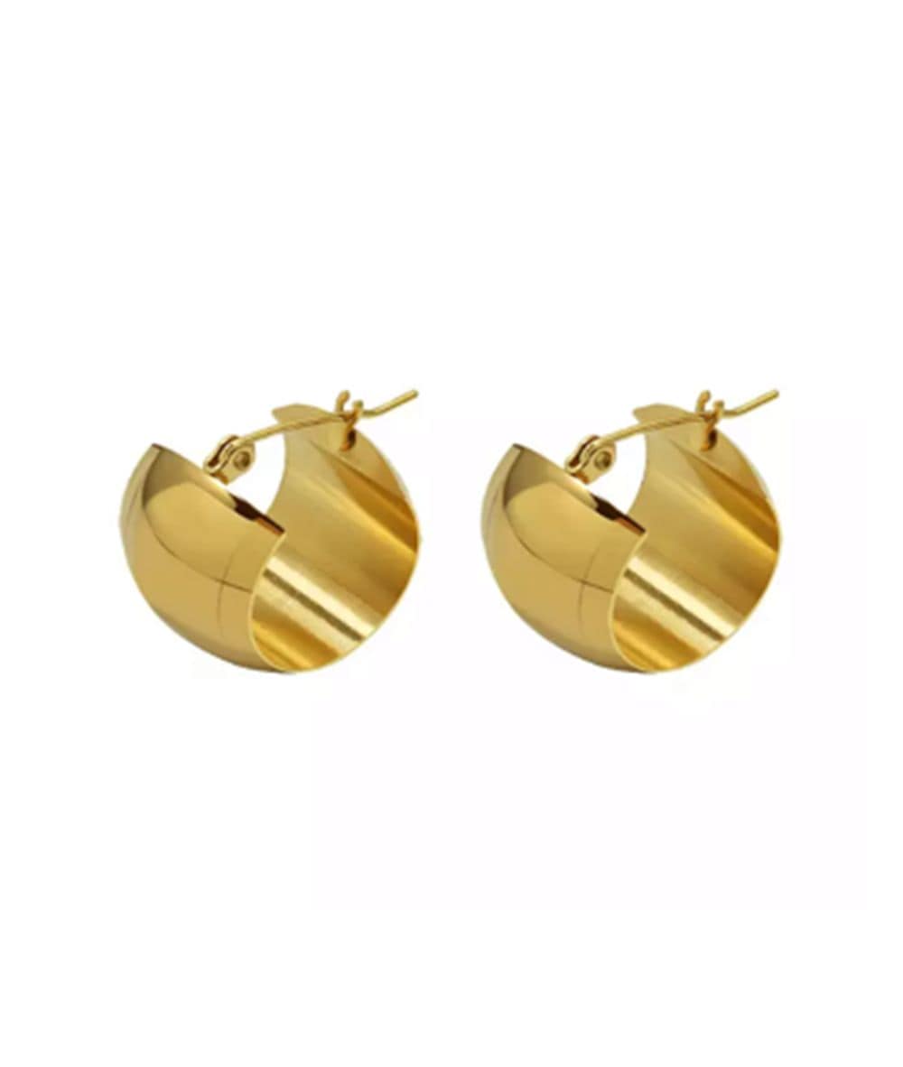 Nude Rose Stainless Steel 18K Gold Hollow Wide Hoop Earring #E-219, Accessory - Cloré Beauty