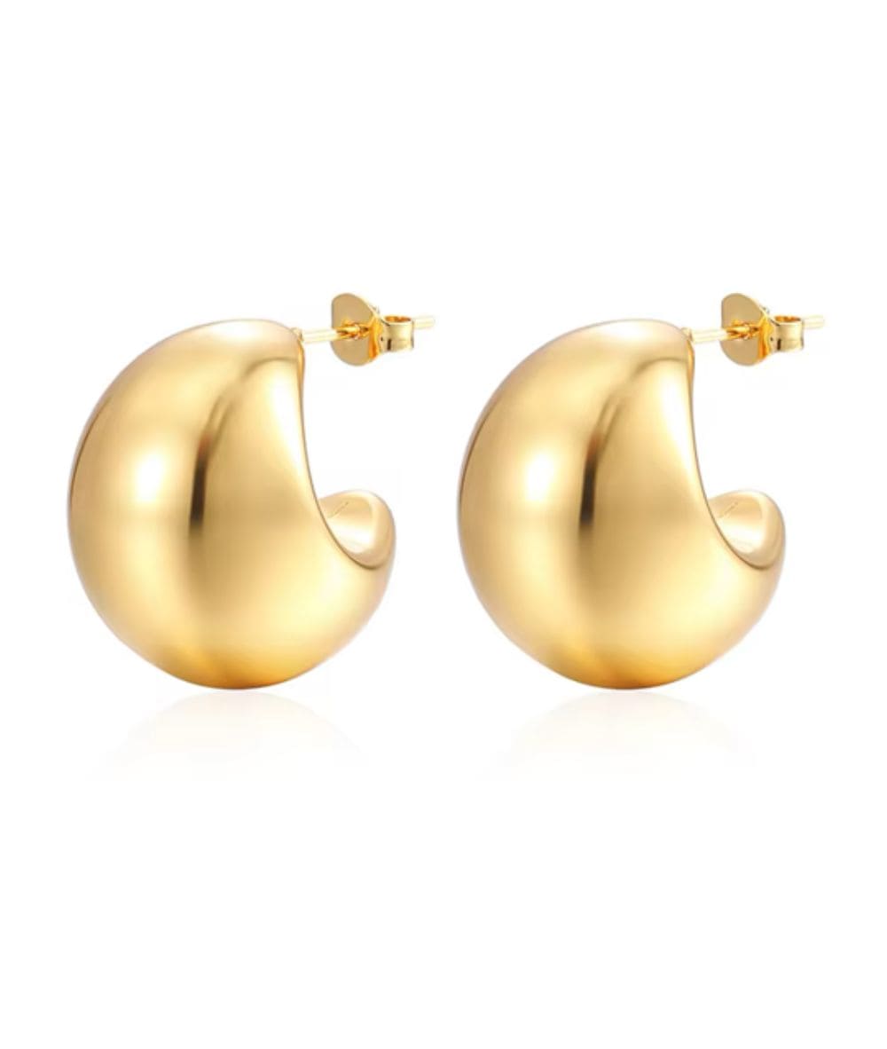 Nude Rose Stainless Steel 18K Gold Hollow Chunky Earring #E-220, ACCESSORIES JEWELRY FASHION - Cloré Beauty