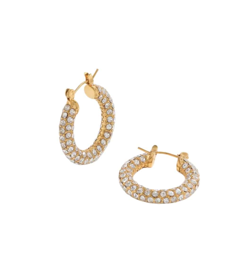 Nude Rose Stainless Steel 18K Gold Cubic Circle Bold Earring #E-259, ACCESSORIES JEWELRY FASHION - Cloré Beauty