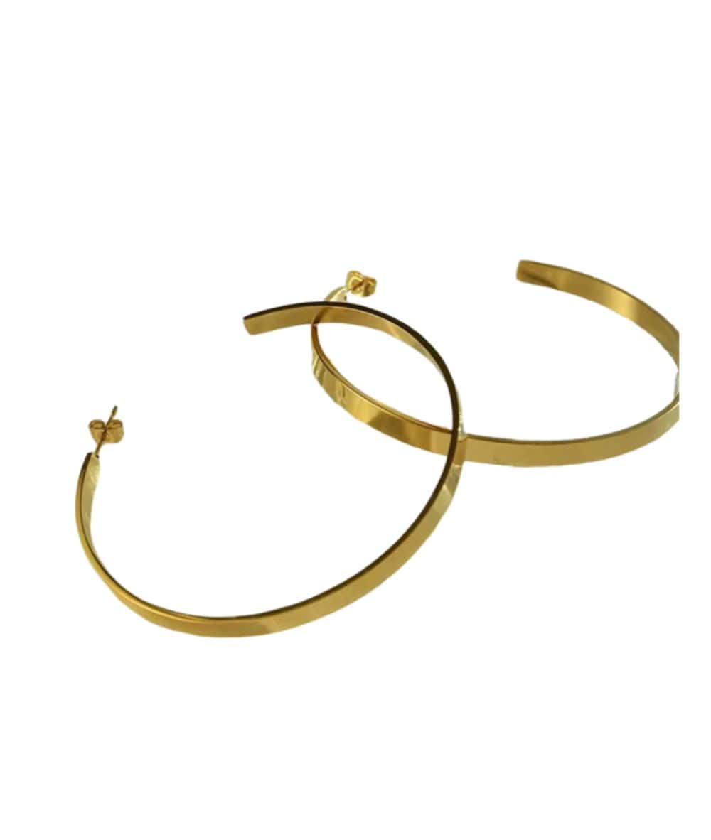 Nude Rose Stainless Steel 18K Gold Two Differnet Sides 55Mm Earring #E-279, ACCESSORIES JEWELRY FASHION - Cloré Beauty