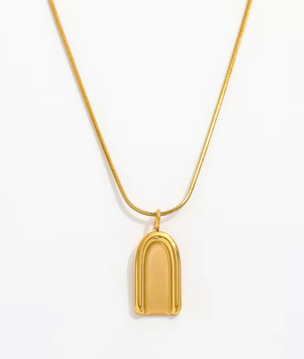 Nude Rose Stainless Steel 18K Gold Arch Style Pendant With Snake Chain #N-039, Accessory - Cloré Beauty
