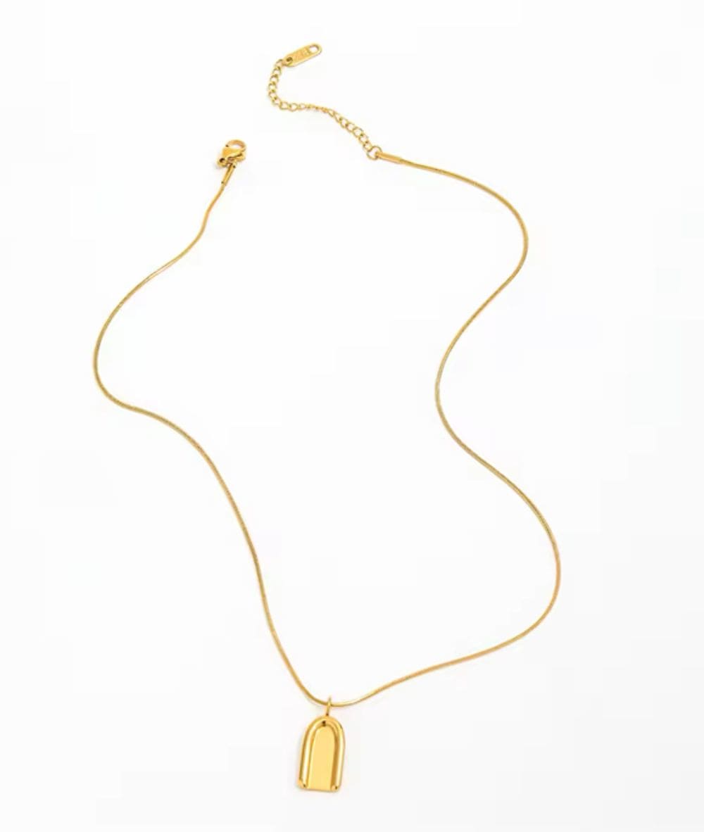 Nude Rose Stainless Steel 18K Gold Arch Style Pendant With Snake Chain #N-039, Accessory - Cloré Beauty