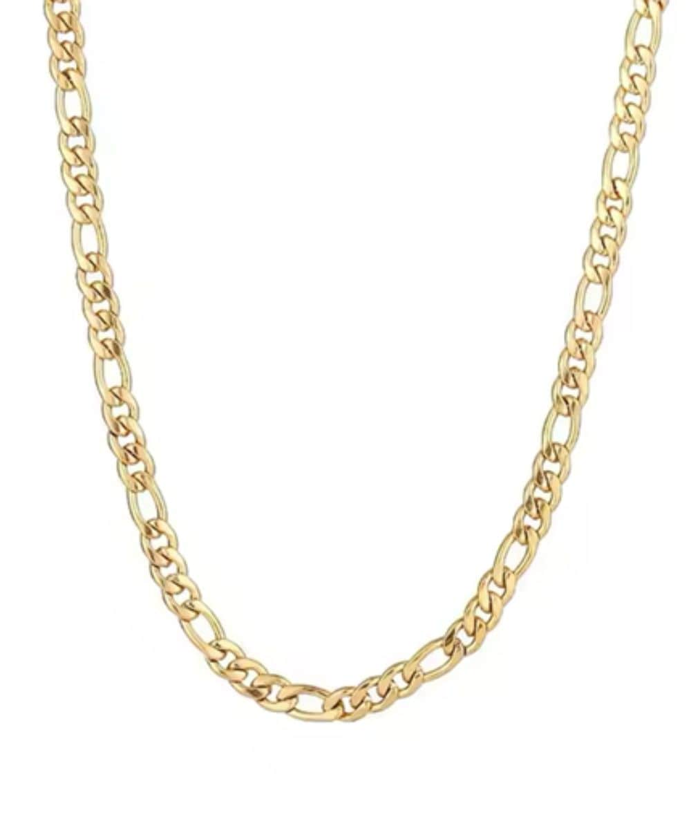 Nude Rose Stainless Steel 18K Gold 6Mm Flat Figaro Chain Necklace #N-056, ACCESSORIES JEWELRY FASHION - Cloré Beauty