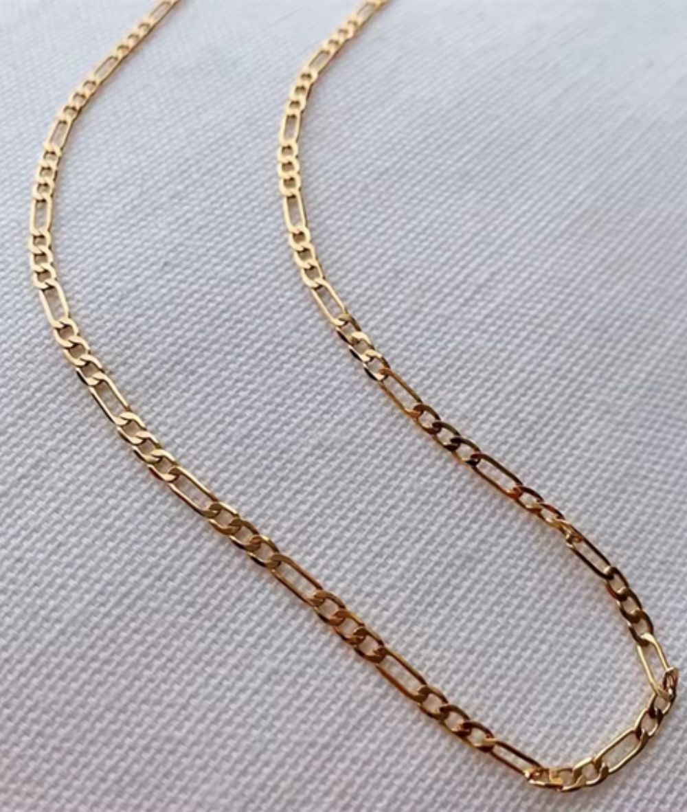 Nude Rose Stainless Steel 18K Gold 6Mm Flat Figaro Chain Necklace #N-056, ACCESSORIES JEWELRY FASHION - Cloré Beauty