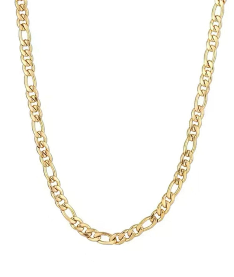 Nude Rose Stainless Steel 18K Gold 6Mm Flat Figaro Chain Necklace 