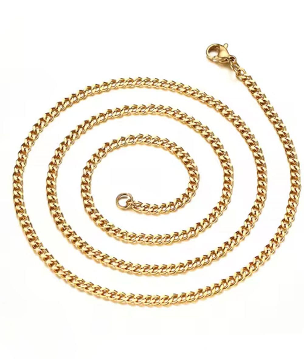 Nude Rose Stainless Steel 18K Gold 3Mm Chunky Chain Necklace #N-059