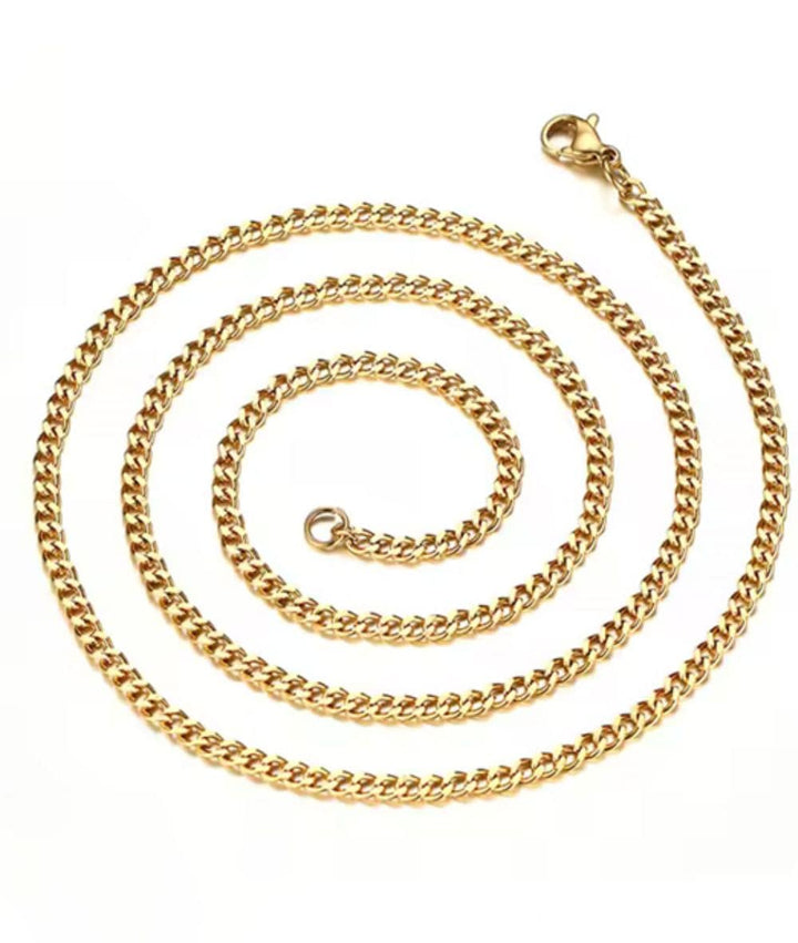 Nude Rose Stainless Steel 18K Gold 3Mm Chunky Chain Necklace #N-059