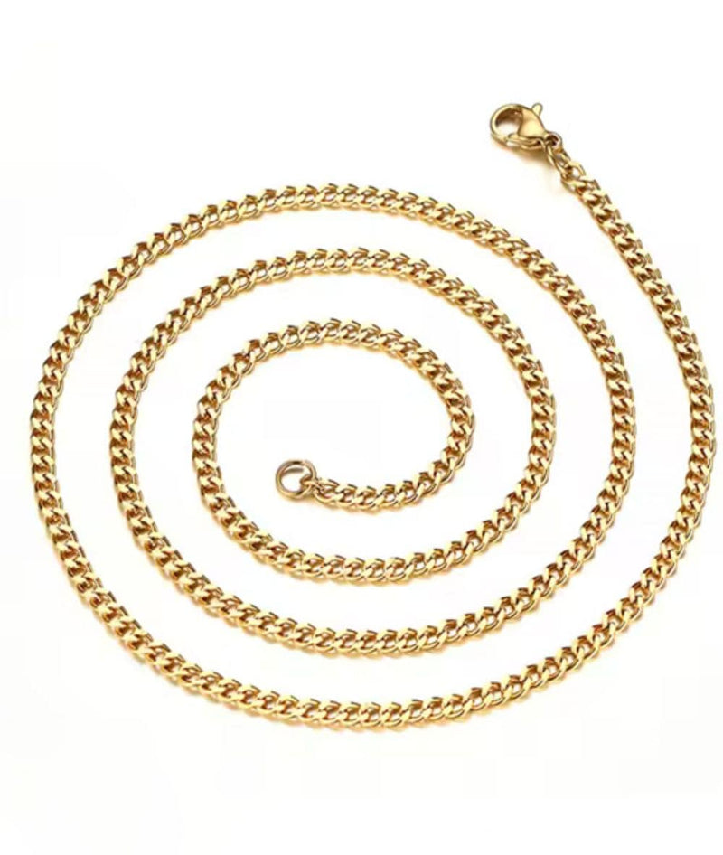 Nude Rose Stainless Steel 18K Gold 3Mm Chunky Chain Necklace 
