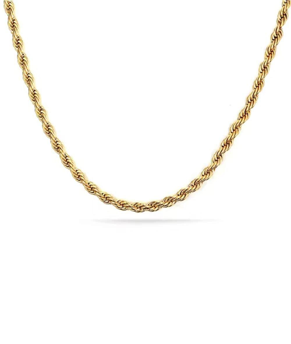Nude Rose Stainless Steel 18K Gold Rope Chain 4Mm #N-064, ACCESSORIES JEWELRY FASHION - Cloré Beauty