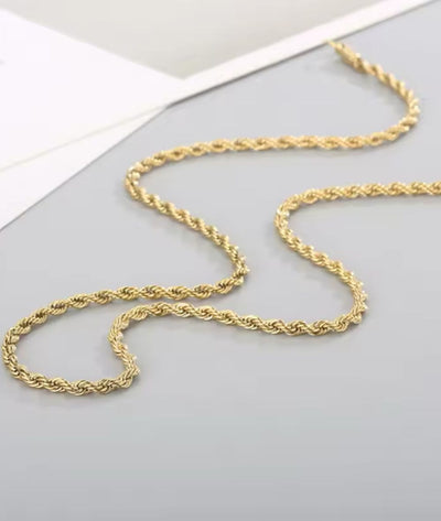 Nude Rose Stainless Steel 18K Gold Rope Chain 4Mm #N-064