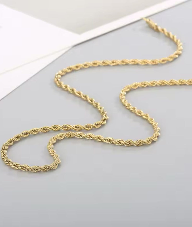 Nude Rose Stainless Steel 18K Gold Rope Chain 4Mm 