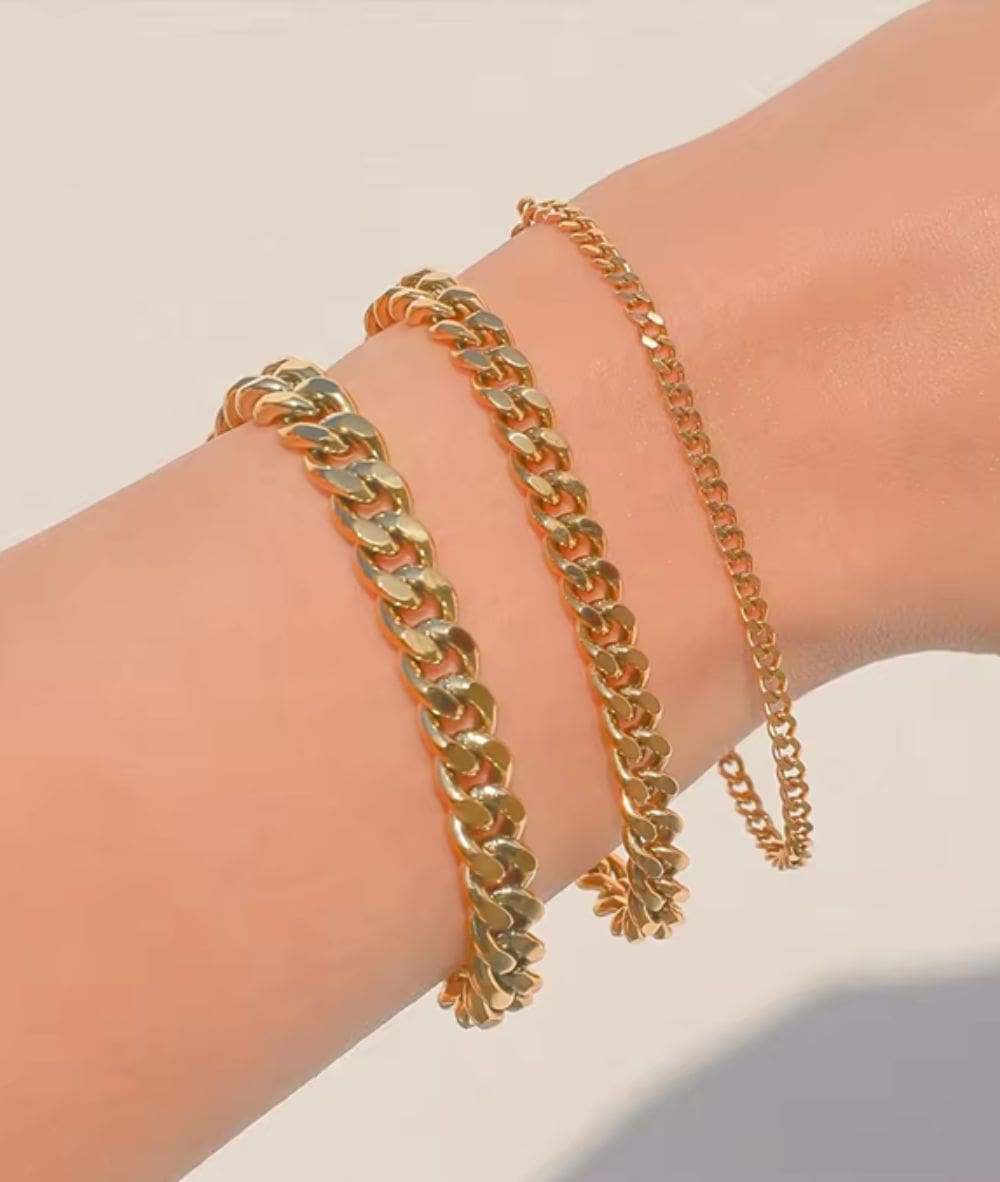 Nude Rose Stainless Steel 18K Gold 2.5Mm Chain Bracelet #B-014, ACCESSORIES JEWELRY FASHION - Cloré Beauty