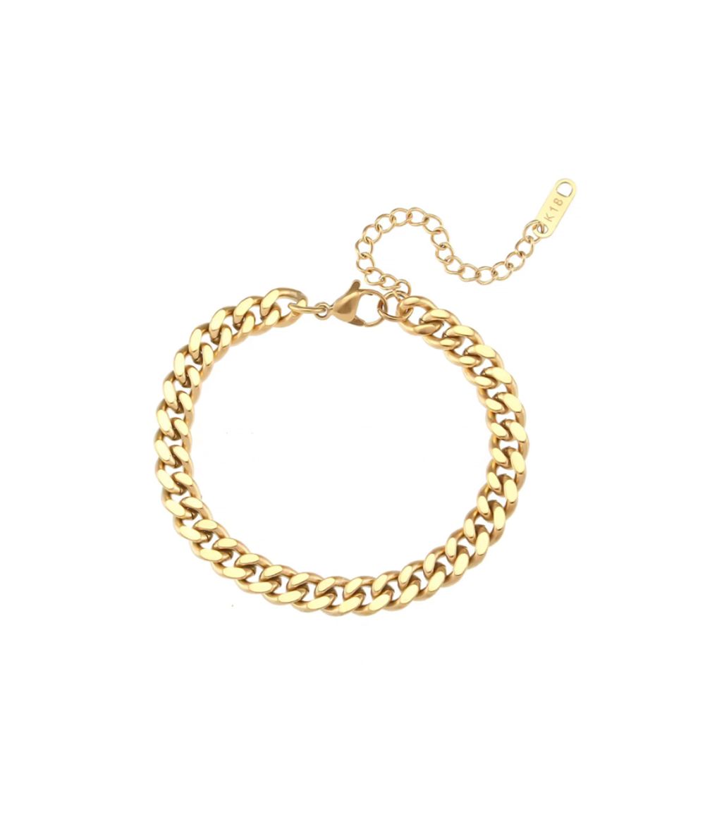 Nude Rose Stainless Steel 18K Gold 6Mm Chain Bracelet #B-015, ACCESSORIES JEWELRY FASHION - Cloré Beauty