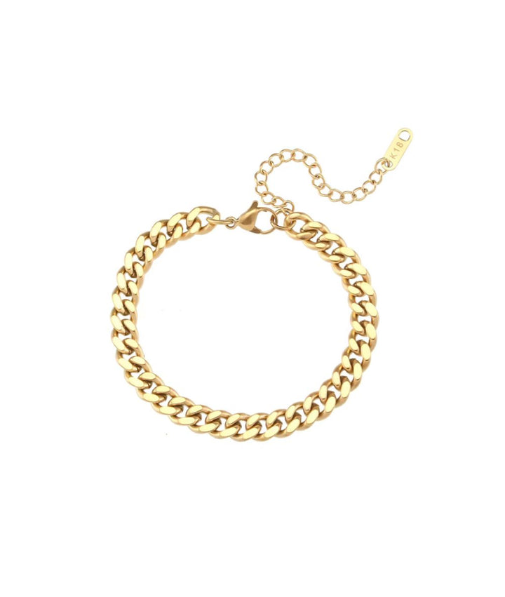 Nude Rose Stainless Steel 18K Gold 6Mm Chain Bracelet #B-015