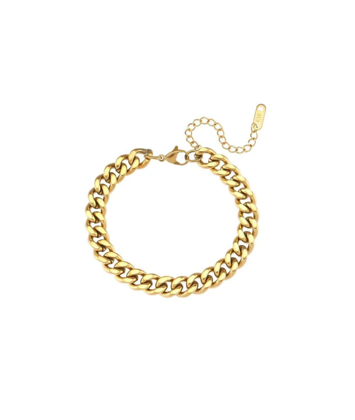 Nude Rose Stainless Steel 18K Gold 8Mm Chain Bracelet #B-016