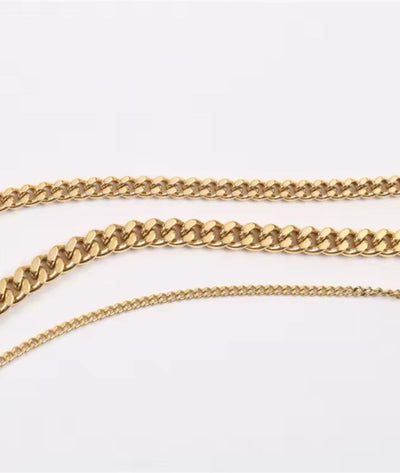 Nude Rose Stainless Steel 18K Gold 8Mm Chain Bracelet #B-016