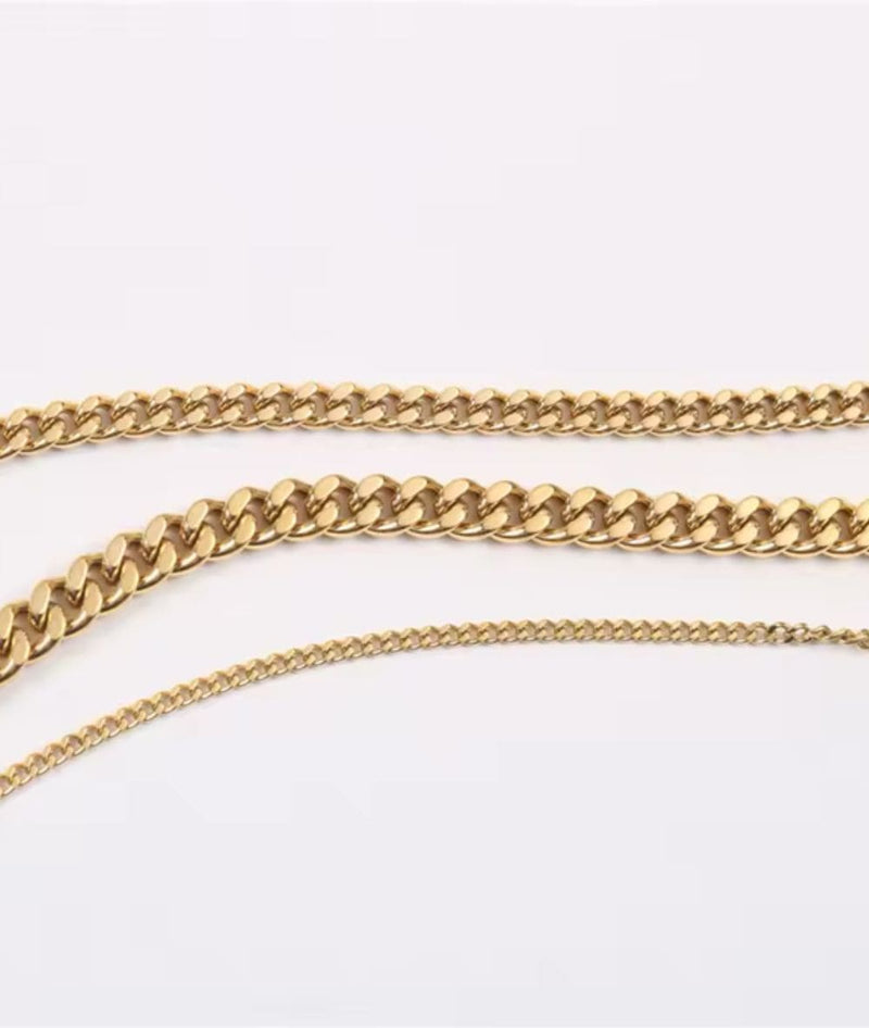 Nude Rose Stainless Steel 18K Gold 8Mm Chain Bracelet 