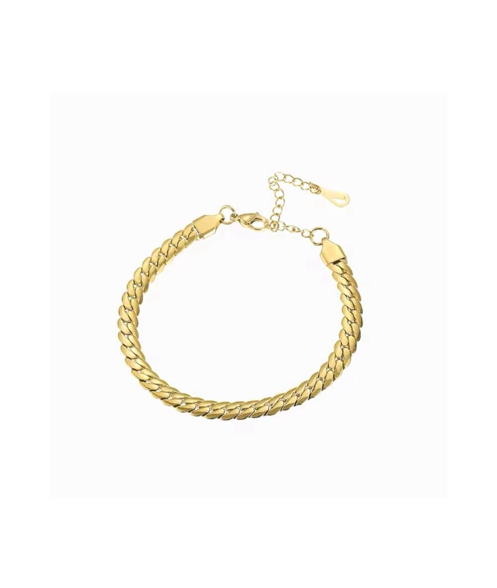 Nude Rose Stainless Steel 18K Gold Snake Chain Bracelet #B-017, ACCESSORIES JEWELRY FASHION - Cloré Beauty