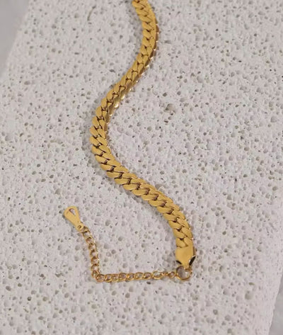 Nude Rose Stainless Steel 18K Gold Snake Chain Bracelet #B-017