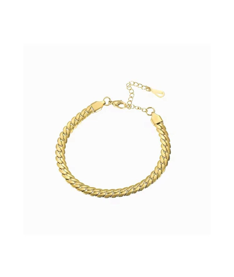 Nude Rose Stainless Steel 18K Gold Snake Chain Bracelet 