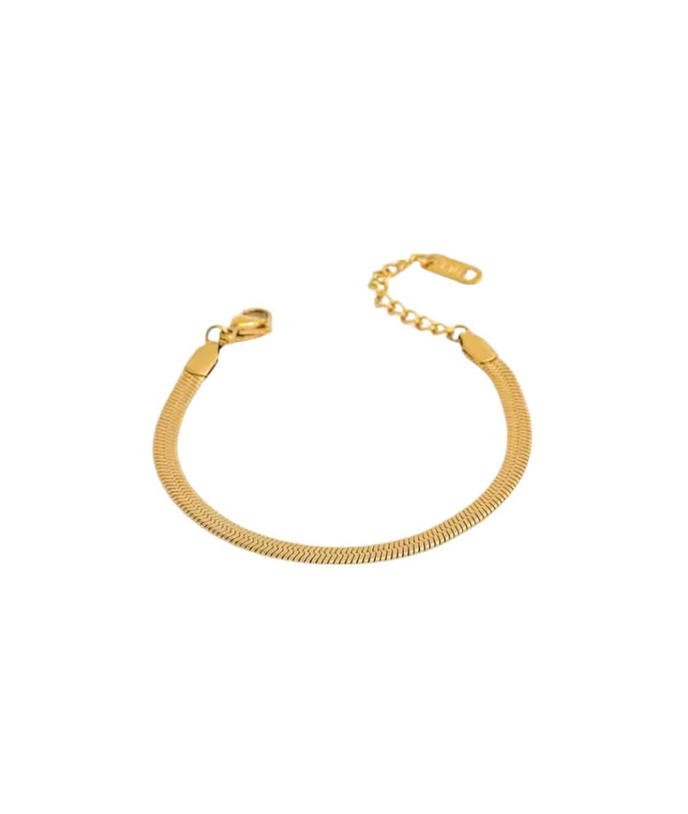 Nude Rose Stainless Steel 18K Gold 4Mm 7.48Inch Herringbone Bracelet #B-018, ACCESSORIES JEWELRY FASHION - Cloré Beauty