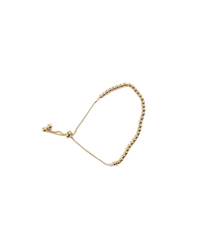 Nude Rose Stainless Steel 18K Gold Bead Bracelet Adjustable Bracelet 