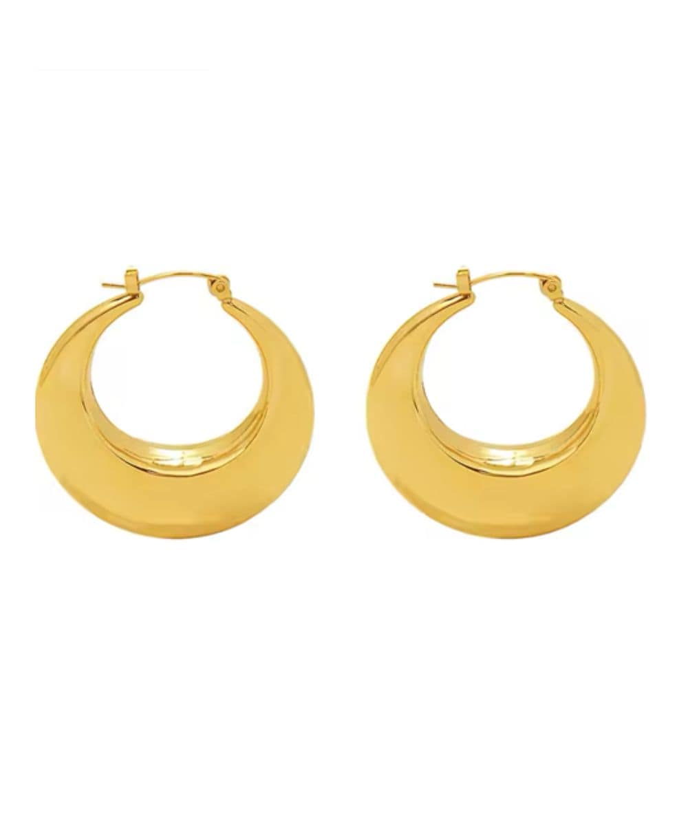 Nude Rose Stainless Steel 18K Gold 40Mm Big Circle Earring #E-235, ACCESSORIES JEWELRY FASHION - Cloré Beauty