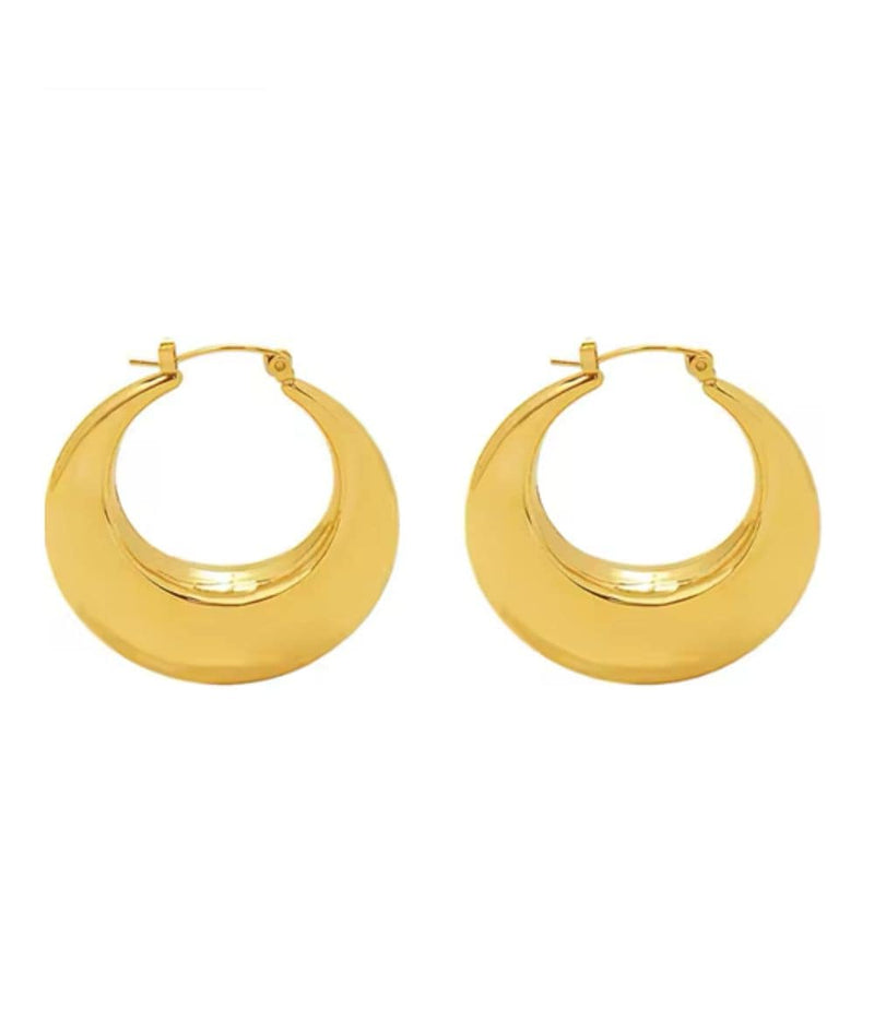 Nude Rose Stainless Steel 18K Gold 40Mm Big Circle Earring 