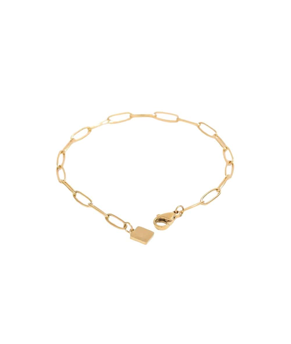 Nude Rose Stainless Steel 18K Gold Paper Pin Link Chain Bracelet #B-029