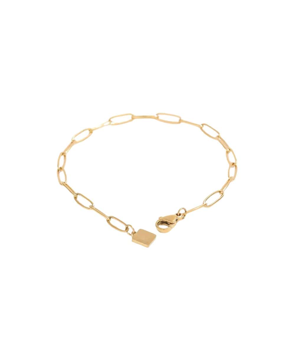 Nude Rose Stainless Steel 18K Gold Paper Pin Link Chain Bracelet #B-029, ACCESSORIES JEWELRY FASHION - Cloré Beauty