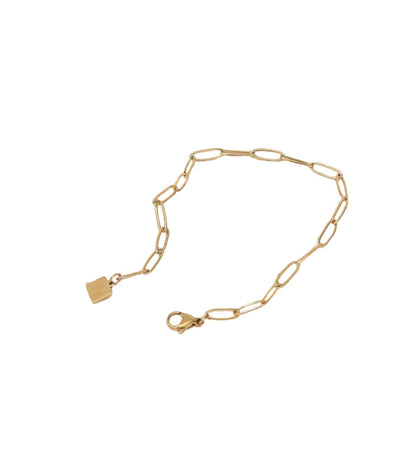 Nude Rose Stainless Steel 18K Gold Paper Pin Link Chain Bracelet #B-029