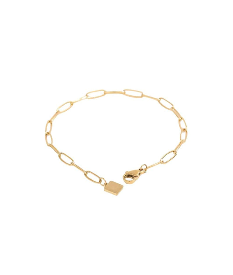 Nude Rose Stainless Steel 18K Gold Paper Pin Link Chain Bracelet 