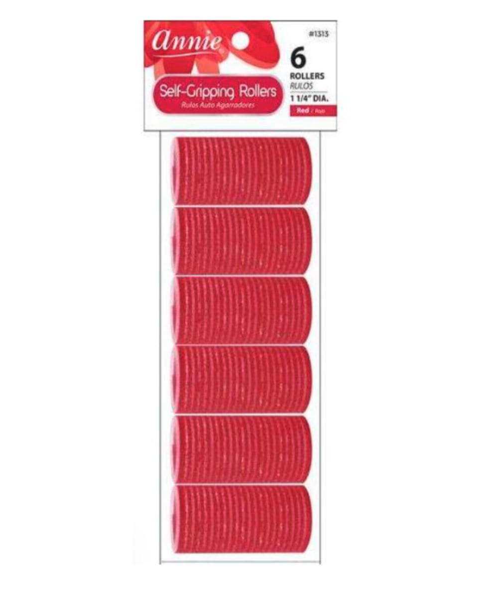 Annie Self Gripping Rollers 6 Rollers 1 1/4" [RED] #1313