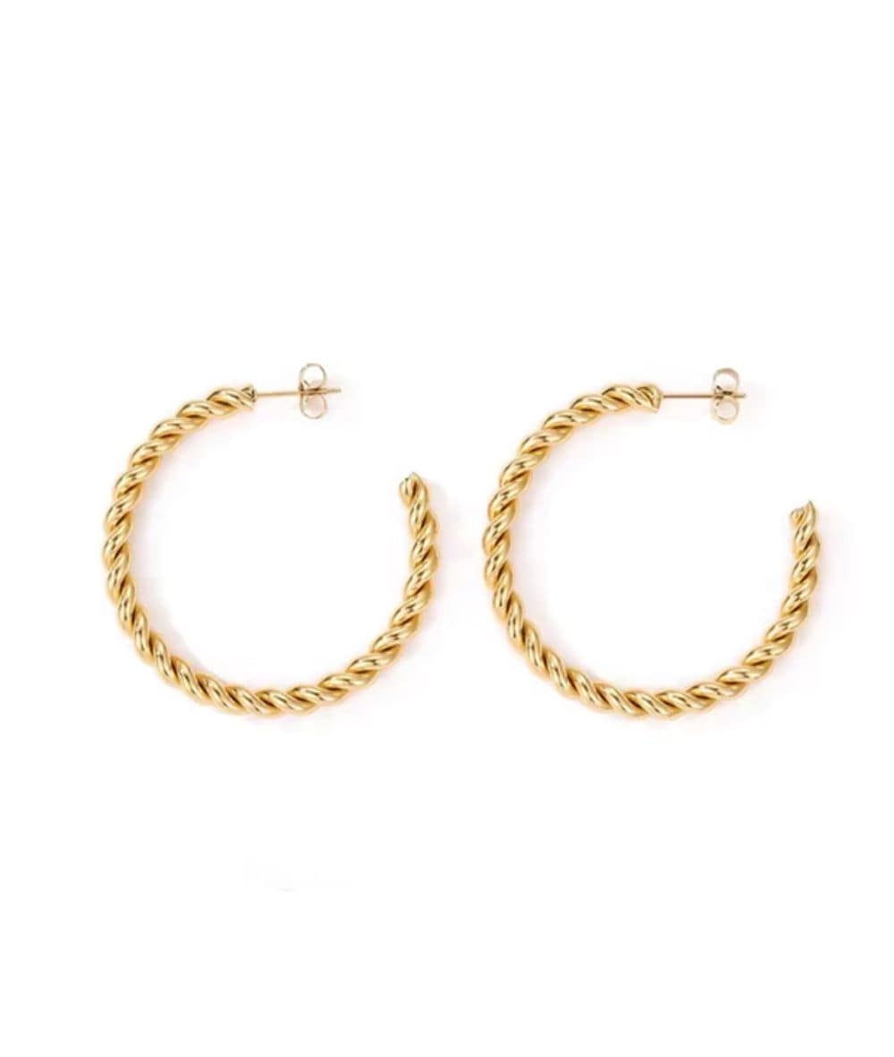Nude Rose Stainless Steel 18K Gold 30Mm Twisted Rope Chunky Earring #E-242, ACCESSORIES JEWELRY FASHION - Cloré Beauty