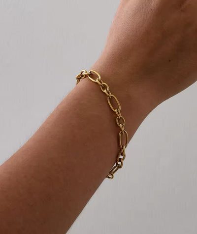 Nude Rose Stainless Steel 18K Gold Bold Chain Bracelet #B-032