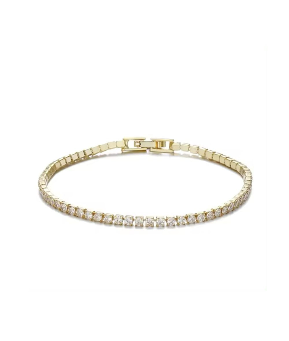Nude Rose Brass 18K Gold Tennis Chain Bracelet #B-033, Accessory - Cloré Beauty