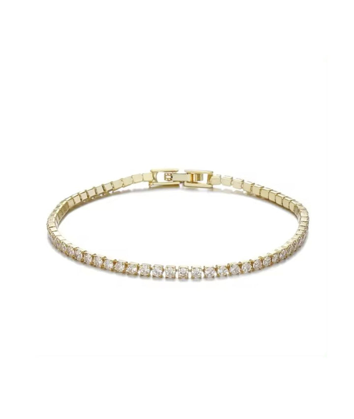 Nude Rose Brass 18K Gold Tennis Chain Bracelet #B-033