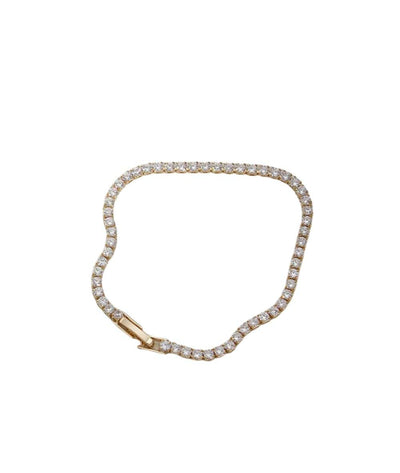Nude Rose Stainless Steel 18K Gold Tennis Chain Bracelet #B-033