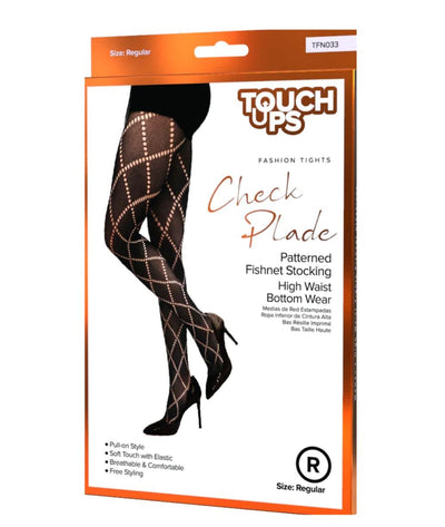 Touch Ups Patterned Fishnet Stockings-Check Plaid