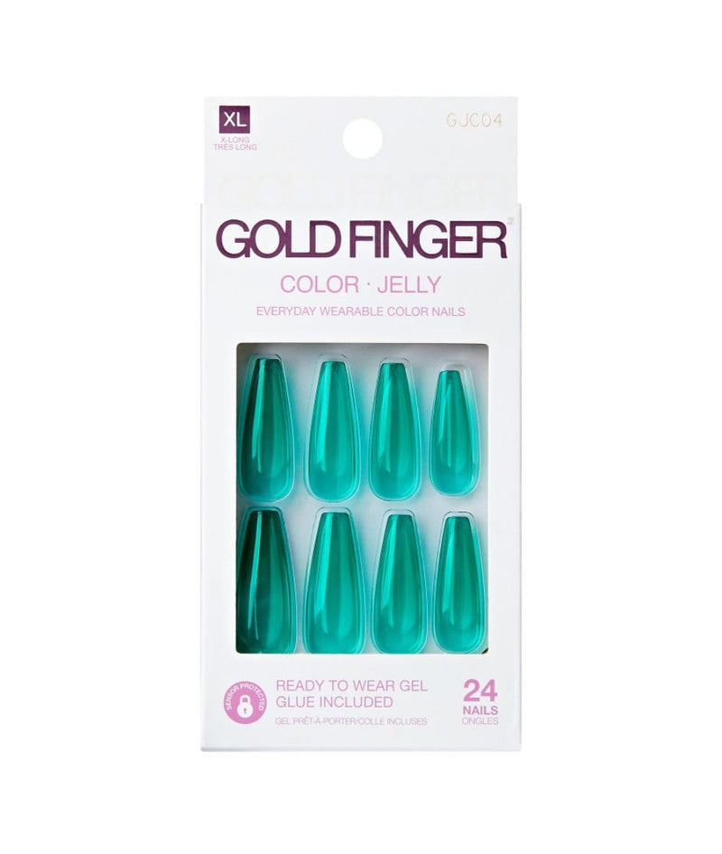 Gold Finger Jelly Color Nails 