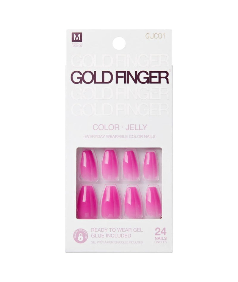 Gold Finger Jelly Color Nails 