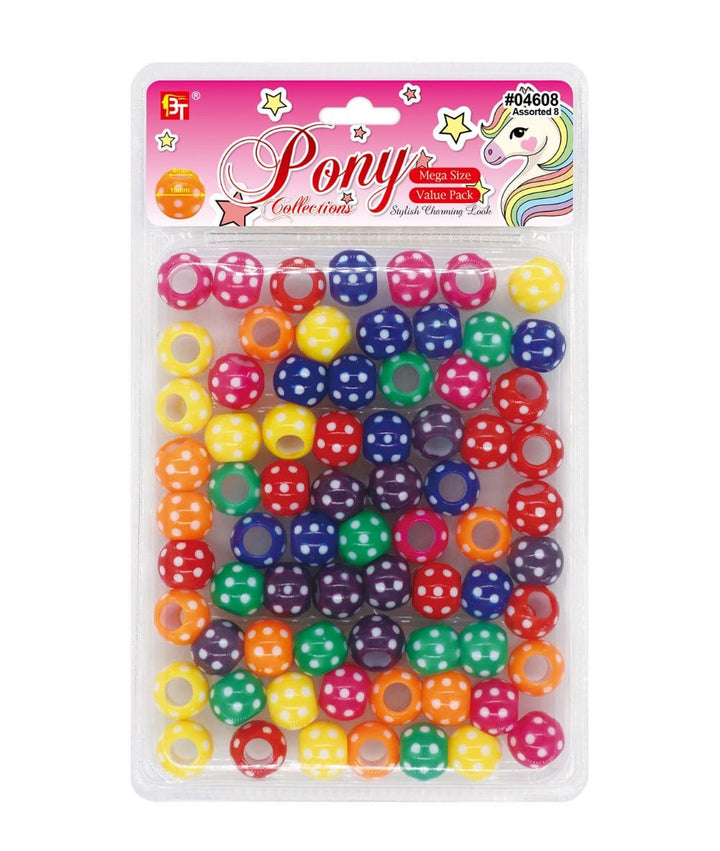 Beauty Town Mega White Polka Dots Round Beads Value Pack